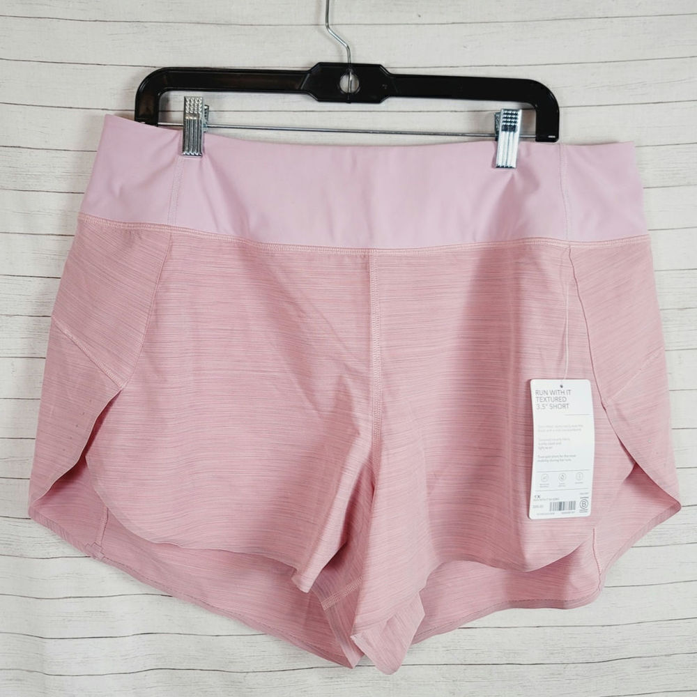Athleta Run With It Textured 3.5" Short Space Dye Begonia Pink, sz 1x